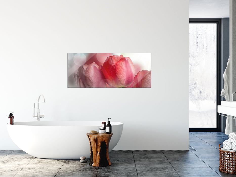 Wunderschöne Tulpen, Glasbild Panorama