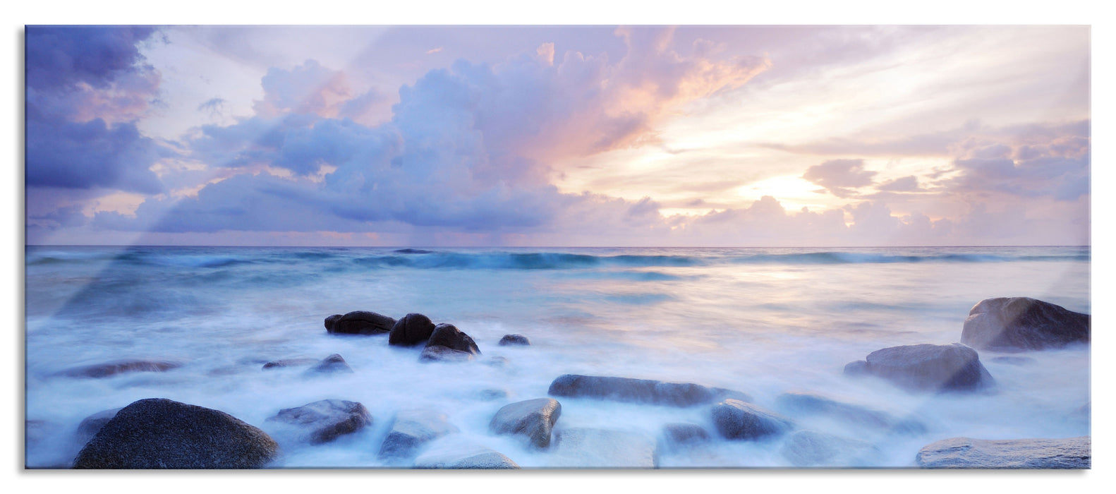 Pixxprint Romantisches Meer, Glasbild Panorama