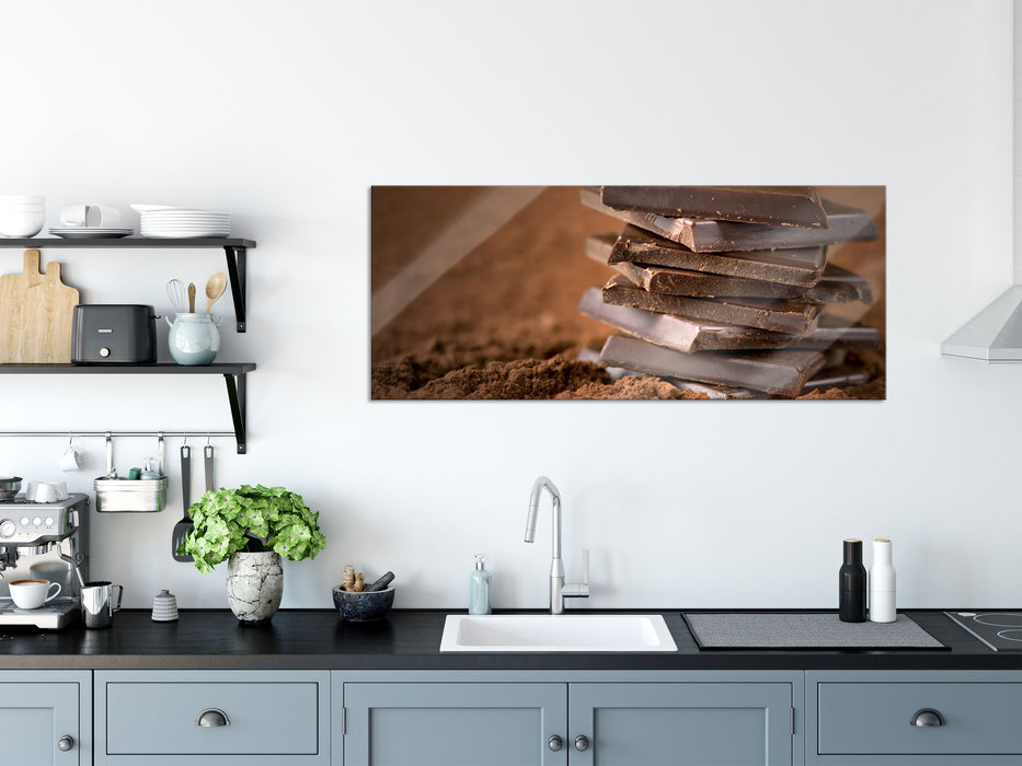 Schokoladenstücken, Glasbild Panorama