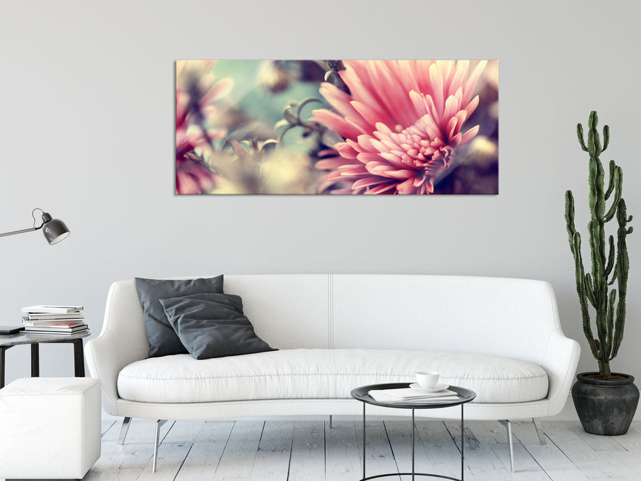 Romantische Blumen, Glasbild Panorama