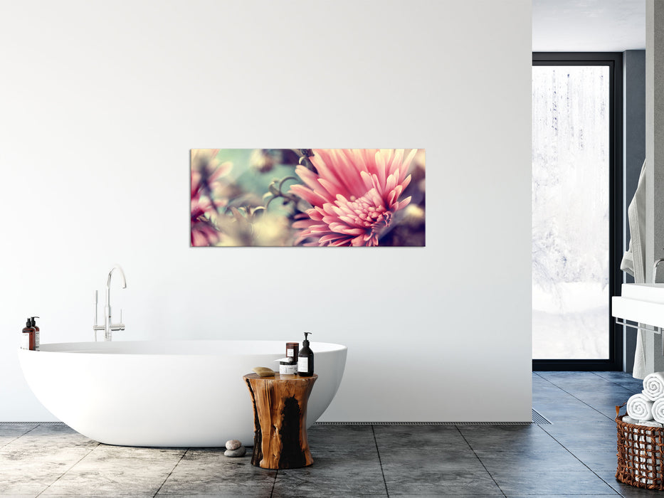 Romantische Blumen, Glasbild Panorama