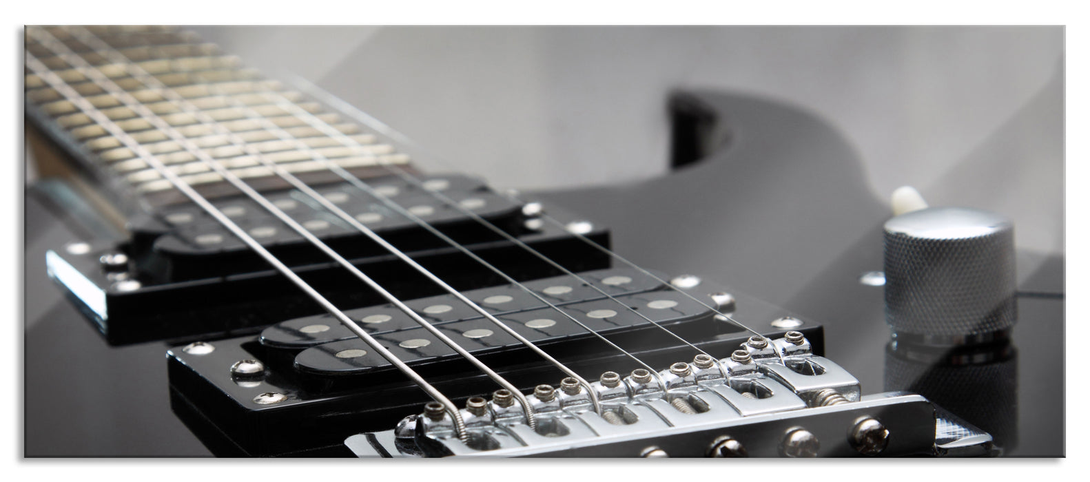 Black E-Guitar, Glasbild Panorama