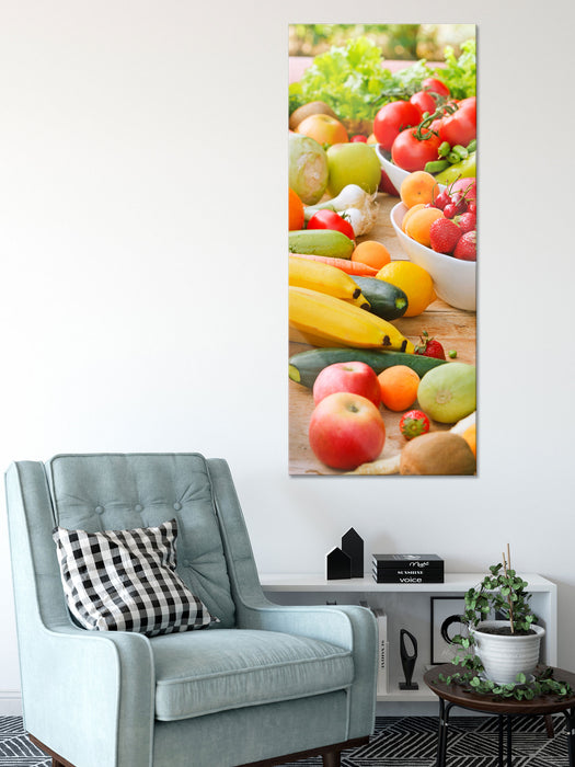 Buntes Obst und Gemüse, Glasbild Panorama