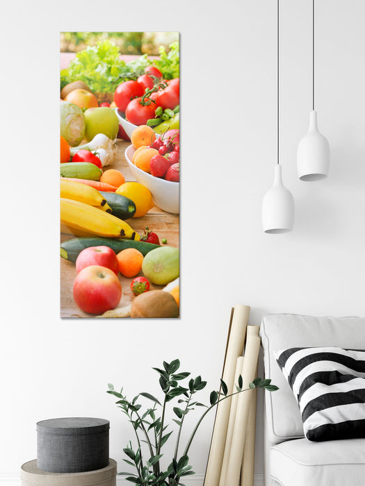 Buntes Obst und Gemüse, Glasbild Panorama