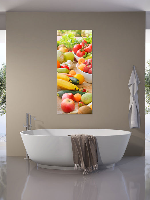 Buntes Obst und Gemüse, Glasbild Panorama
