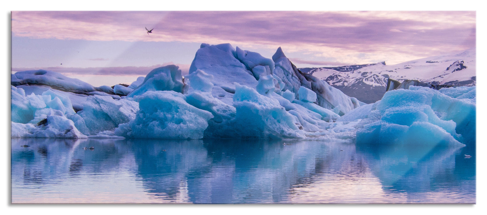 Pixxprint Wunderschöne Eisberglandschaft, Glasbild Panorama