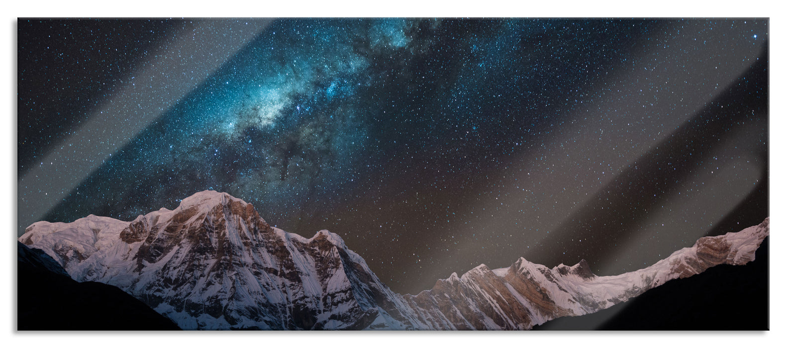 Pixxprint Annapurna bei Nacht, Glasbild Panorama