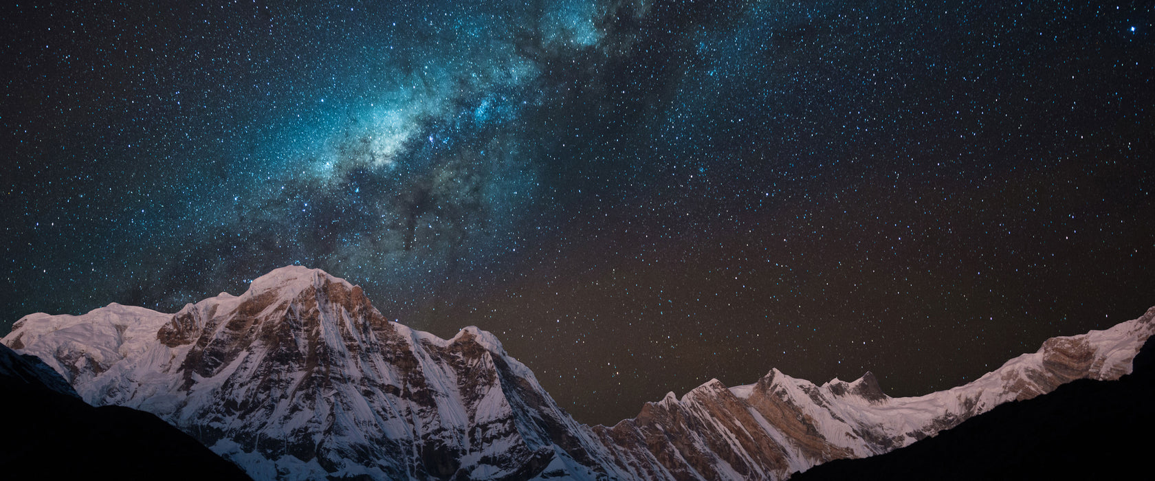 Annapurna bei Nacht, Glasbild Panorama