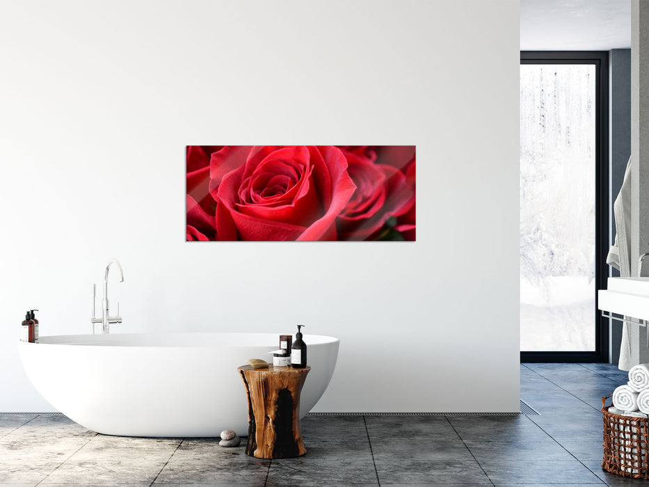 Romantische Rosen, Glasbild Panorama