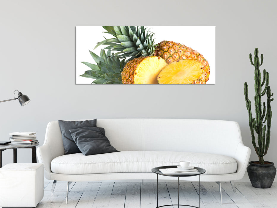 Frische Ananas, Glasbild Panorama