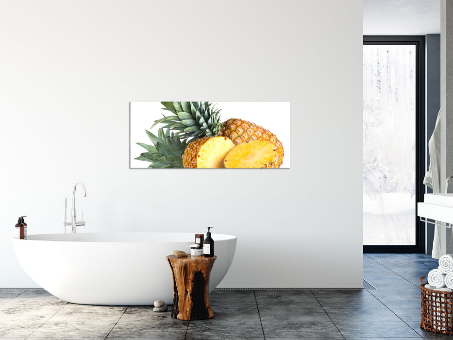 Frische Ananas, Glasbild Panorama