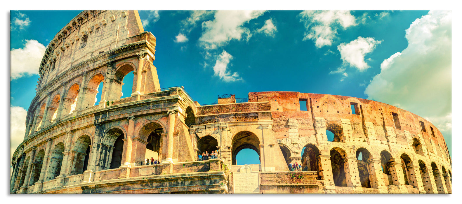 Pixxprint Colosseum bei Tag in Rom, Glasbild Panorama