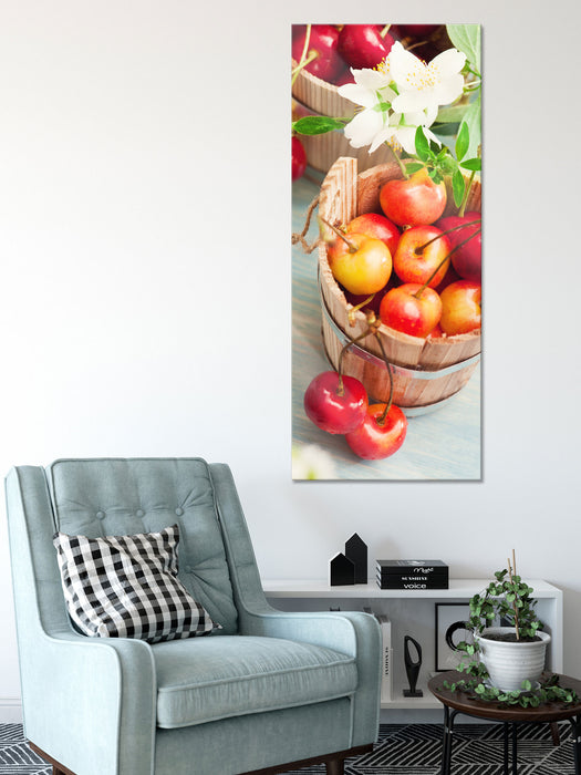 Bucket of cherries, Glasbild Panorama