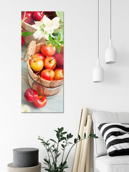 Bucket of cherries, Glasbild Panorama