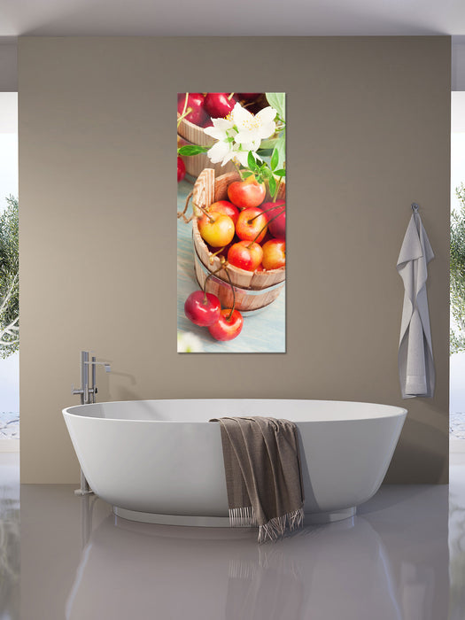 Bucket of cherries, Glasbild Panorama