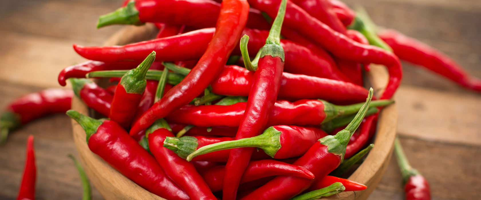 Scharfe Chilishoten, Glasbild Panorama