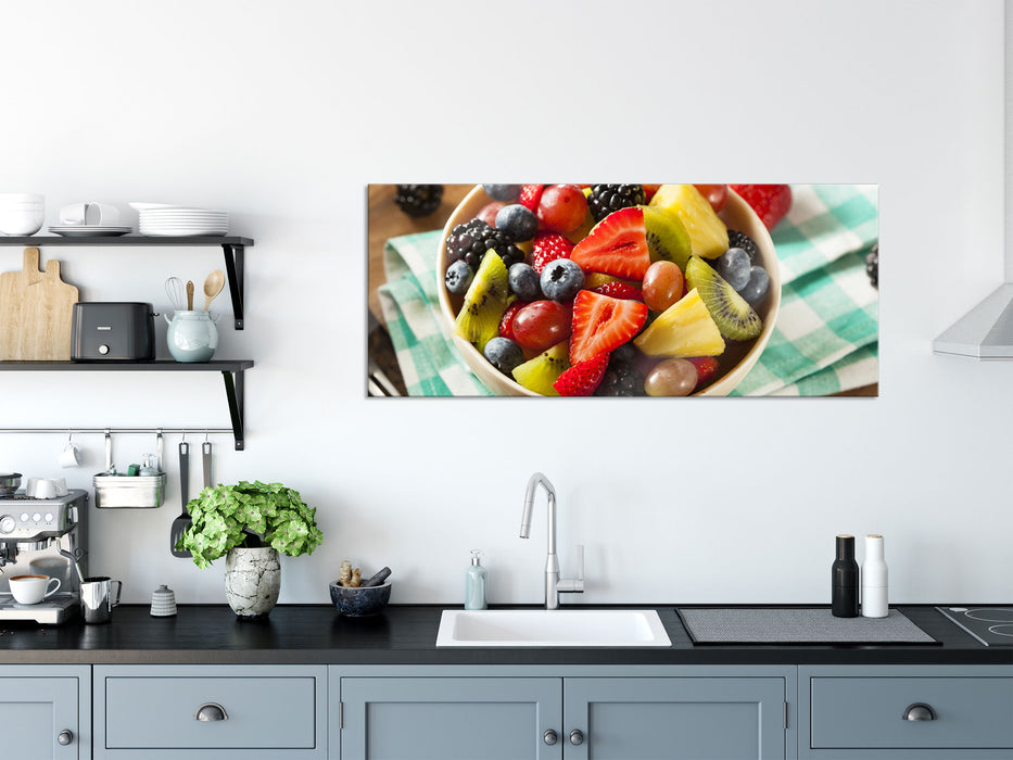 Gesunde Obstvielfalt, Glasbild Panorama