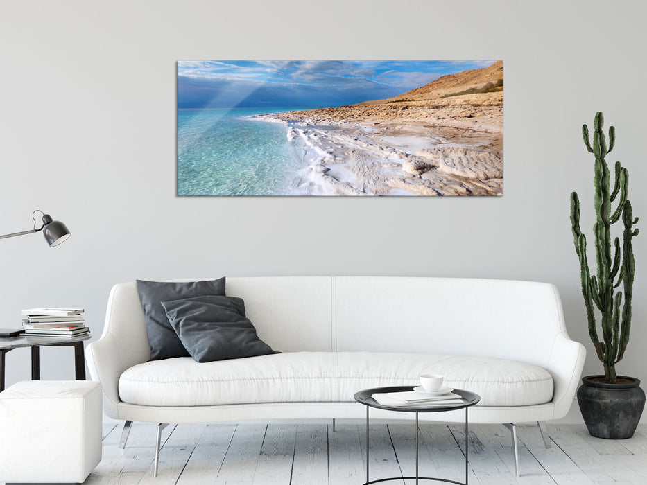 Das Tote Meer bei Tag, Glasbild Panorama