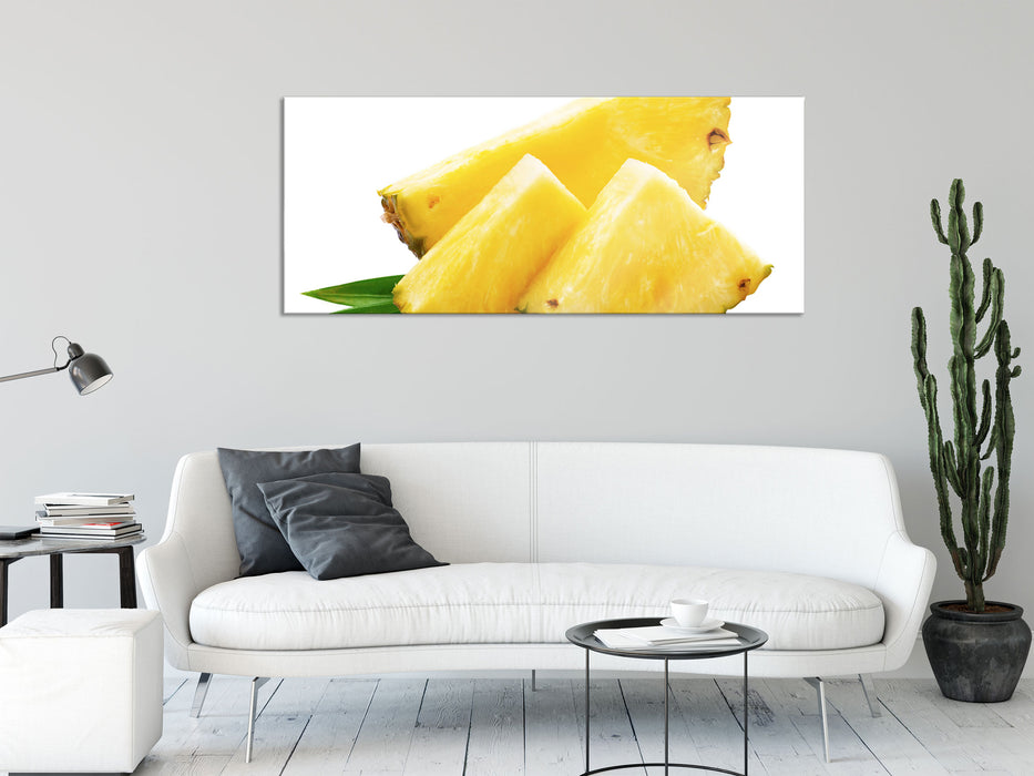 Saftige Ananasscheiben, Glasbild Panorama