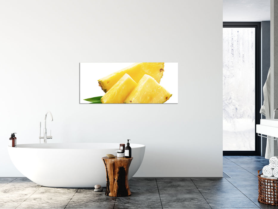 Saftige Ananasscheiben, Glasbild Panorama