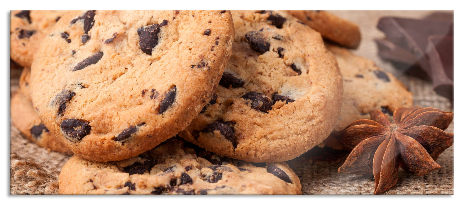 Pixxprint Cookies mit Schokostückchen, Glasbild Panorama