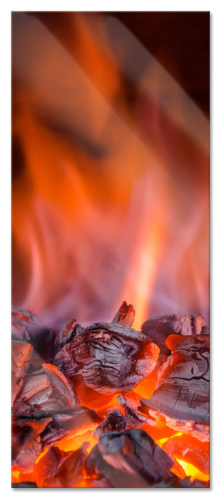 Pixxprint Loderndes Feuer, Glasbild Panorama