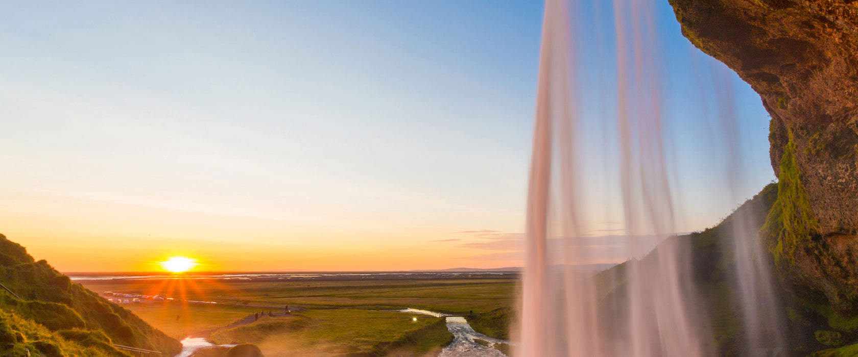 Großartiger Wasserfall, Glasbild Panorama