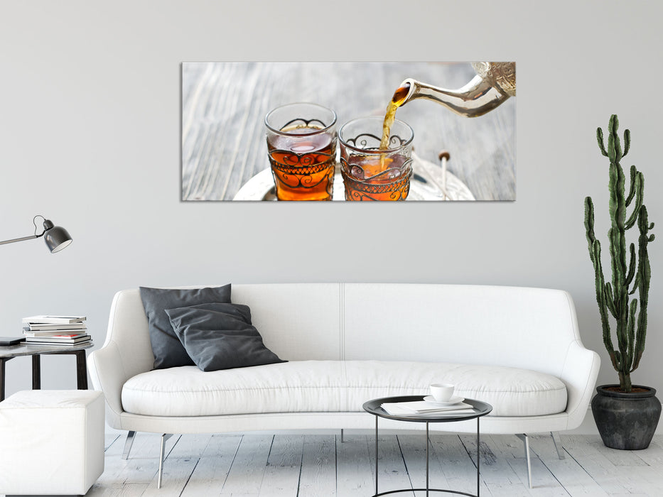 Arabischer Tee, Glasbild Panorama