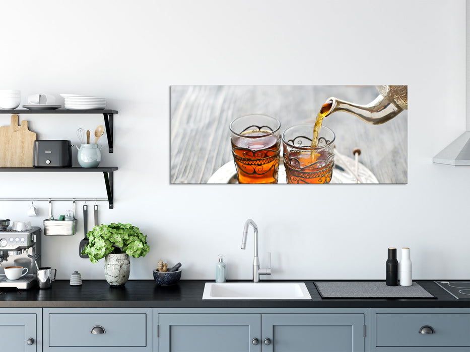 Arabischer Tee, Glasbild Panorama