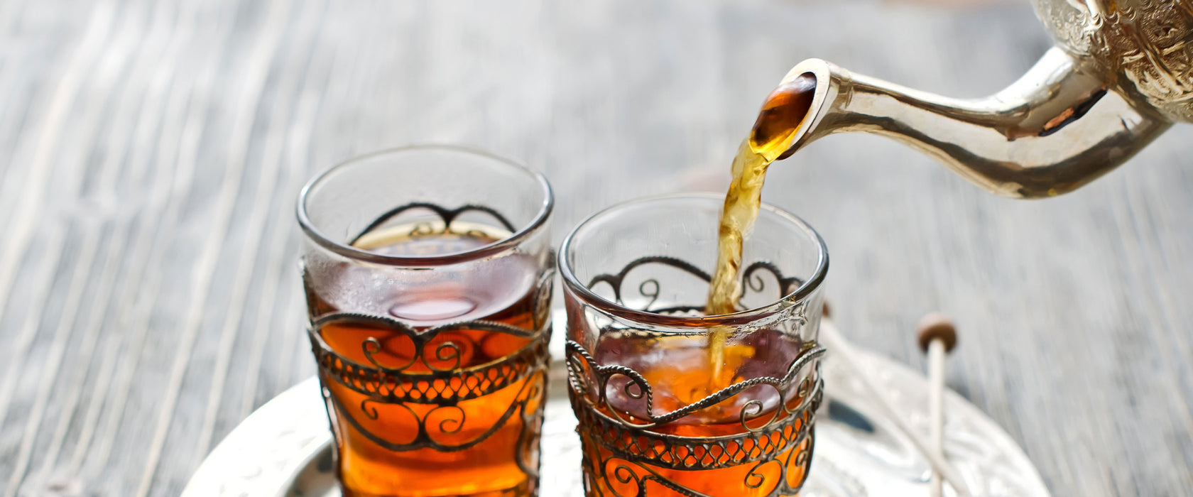 Arabischer Tee, Glasbild Panorama