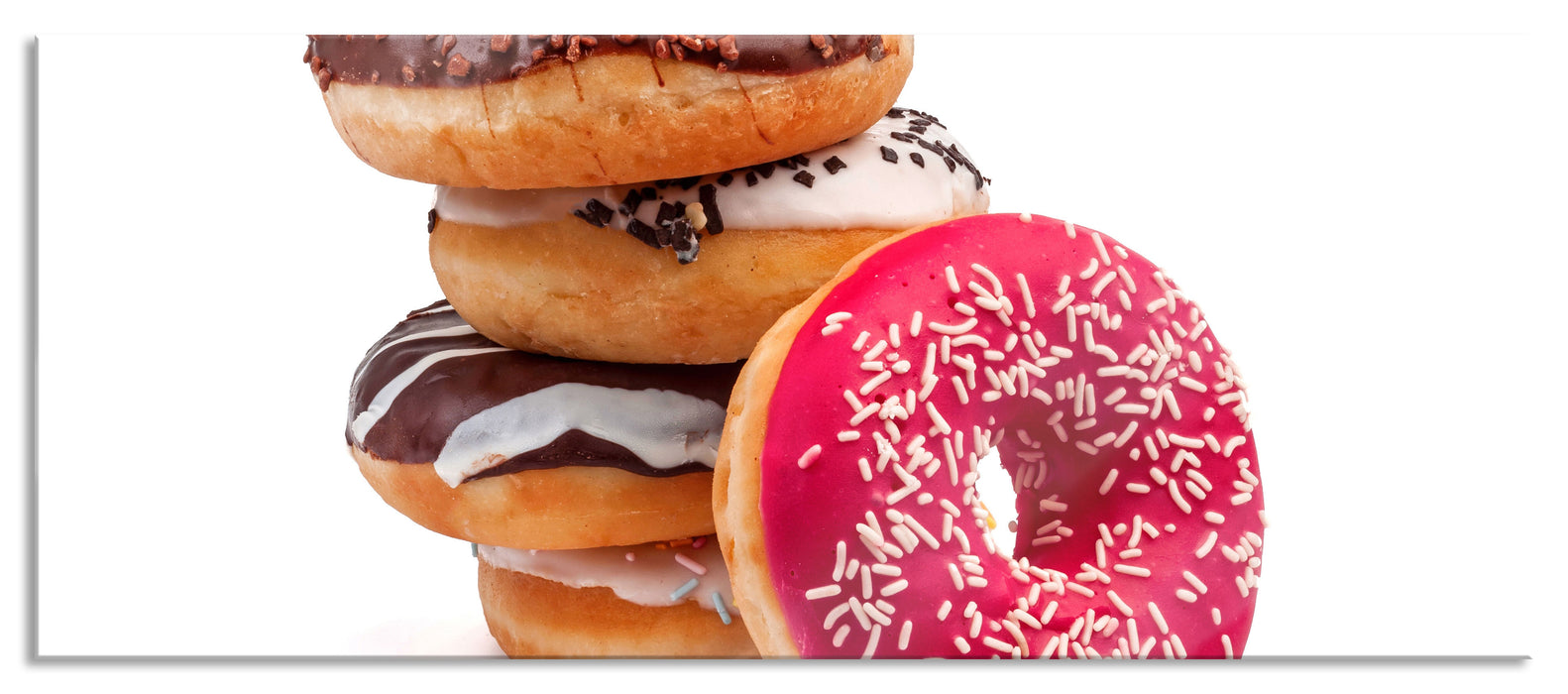 Pixxprint Süße Donuts, Glasbild Panorama