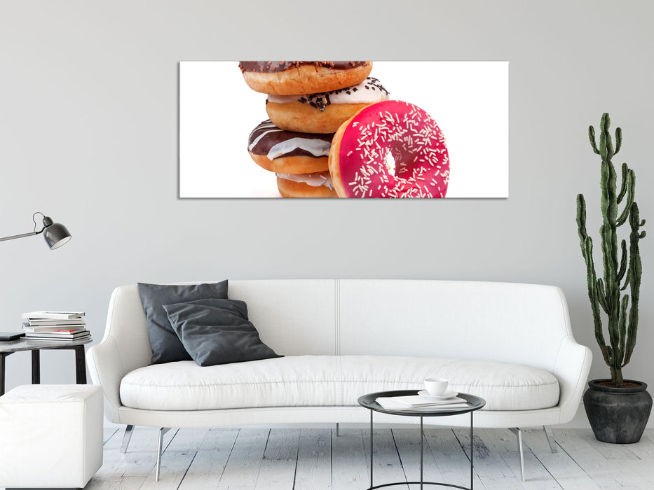 Süße Donuts, Glasbild Panorama