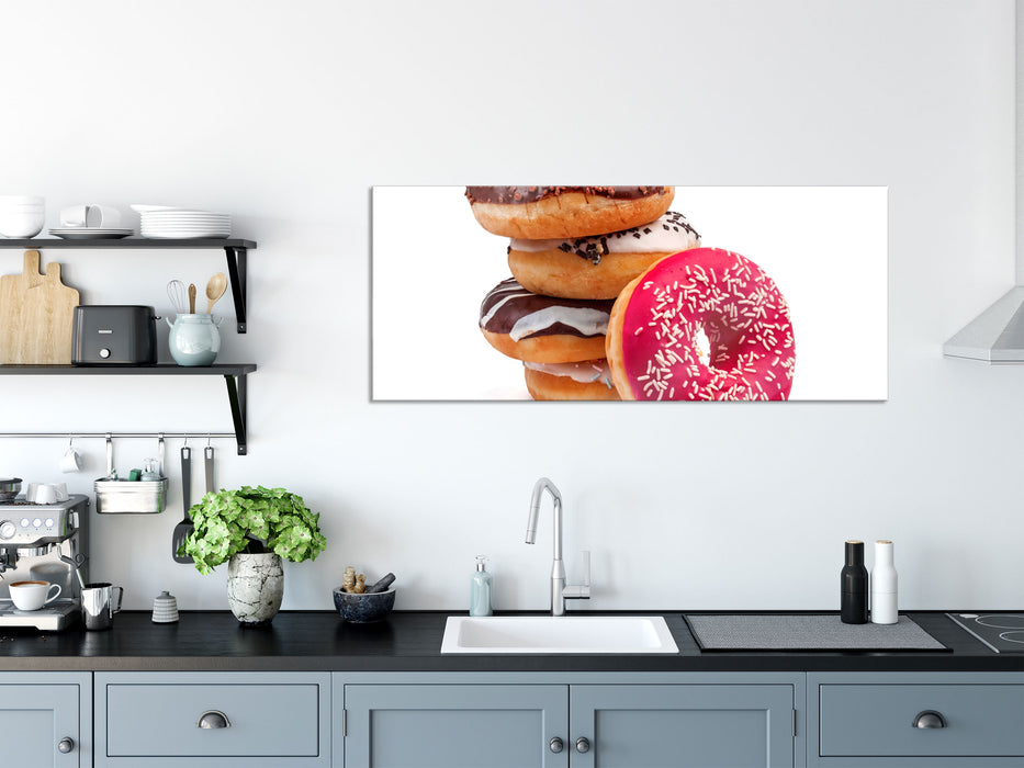 Süße Donuts, Glasbild Panorama