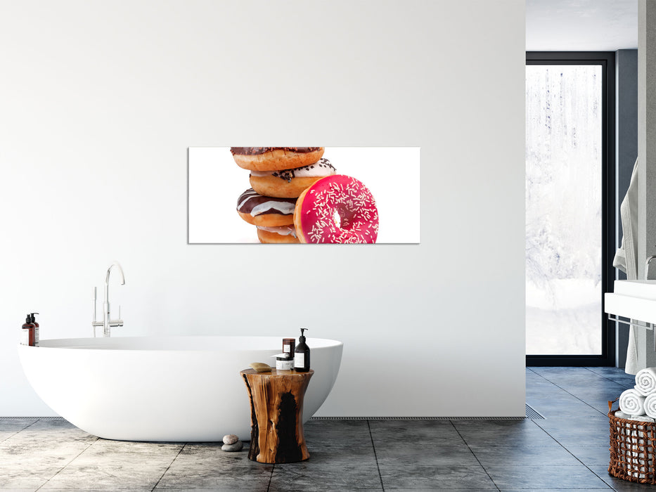 Süße Donuts, Glasbild Panorama