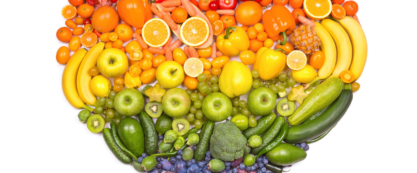 Früchteregenbogenherz, Glasbild Panorama