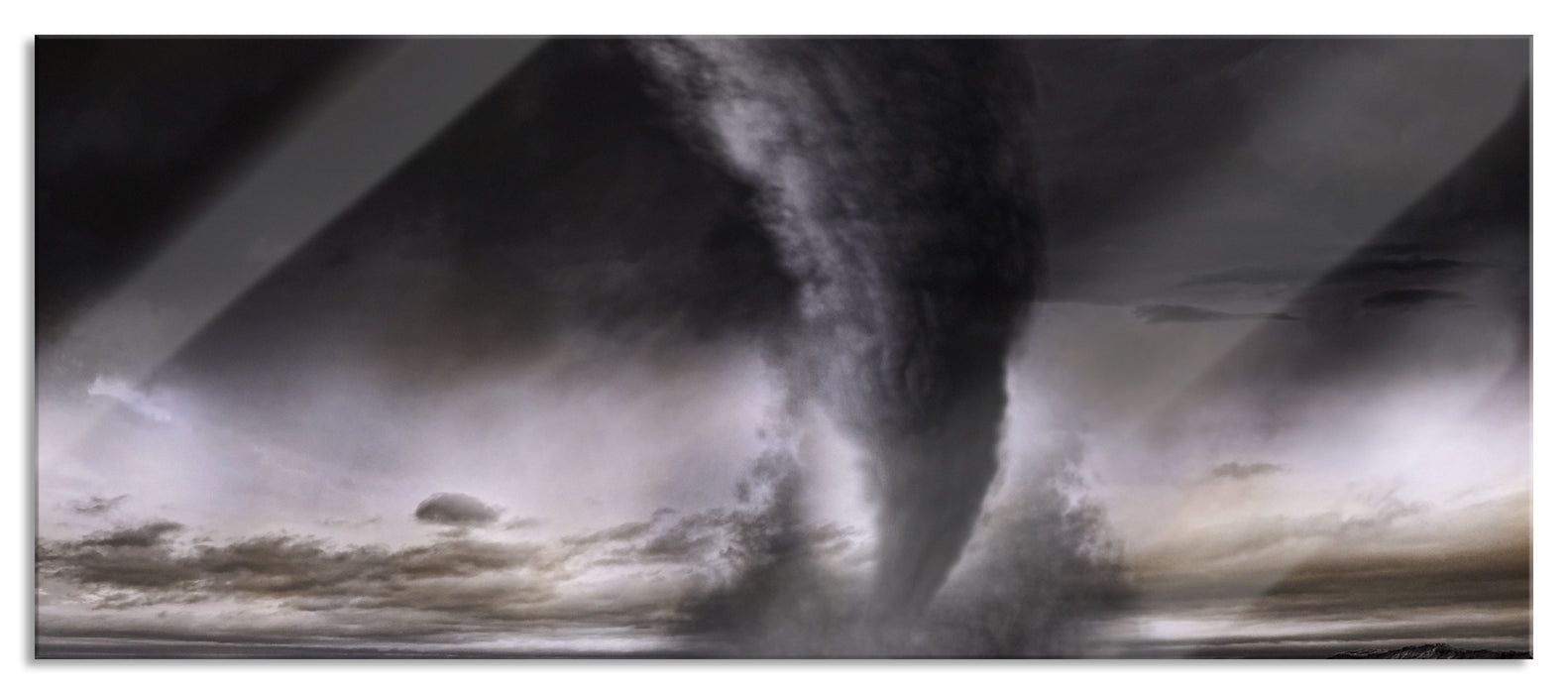 Pixxprint Dramatischer Tornado, Glasbild Panorama