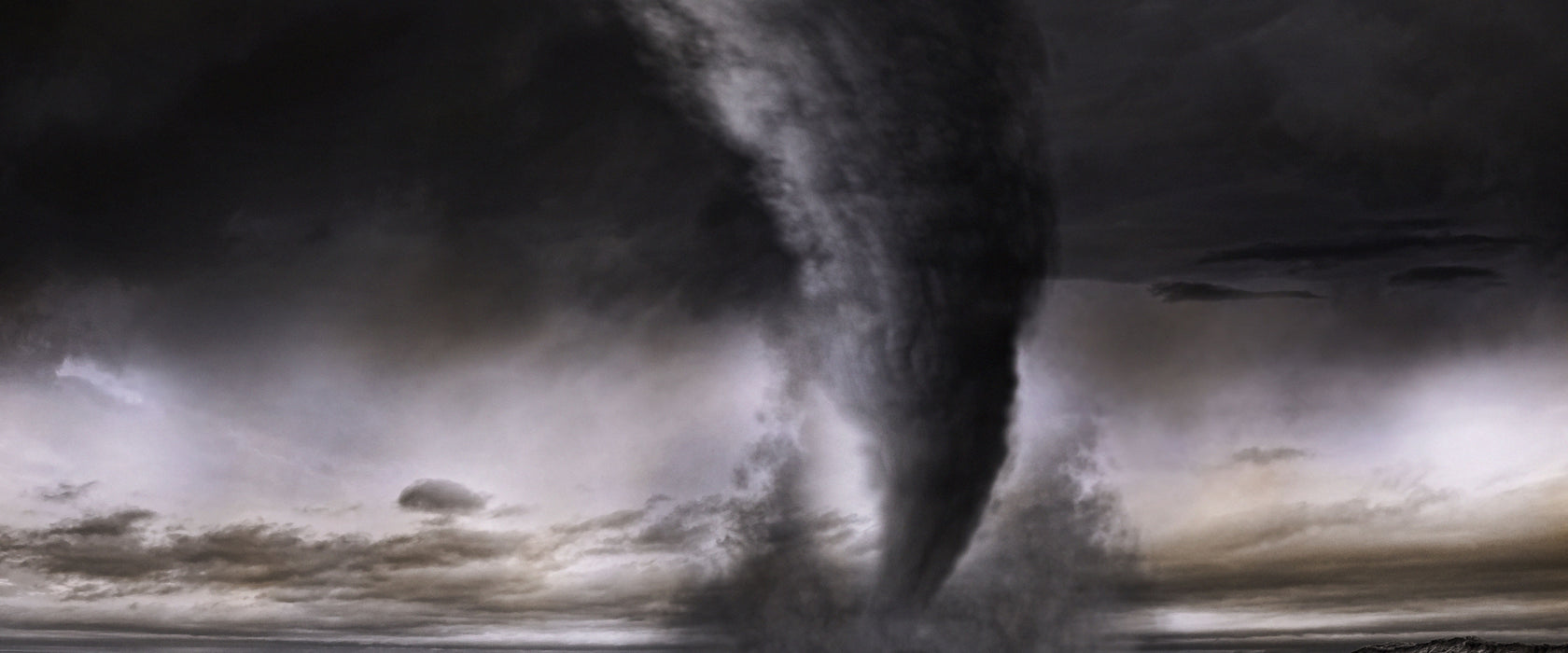 Dramatischer Tornado, Glasbild Panorama