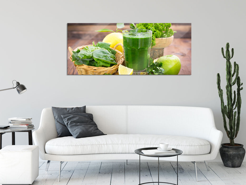 Gesunder Smoothie, Glasbild Panorama