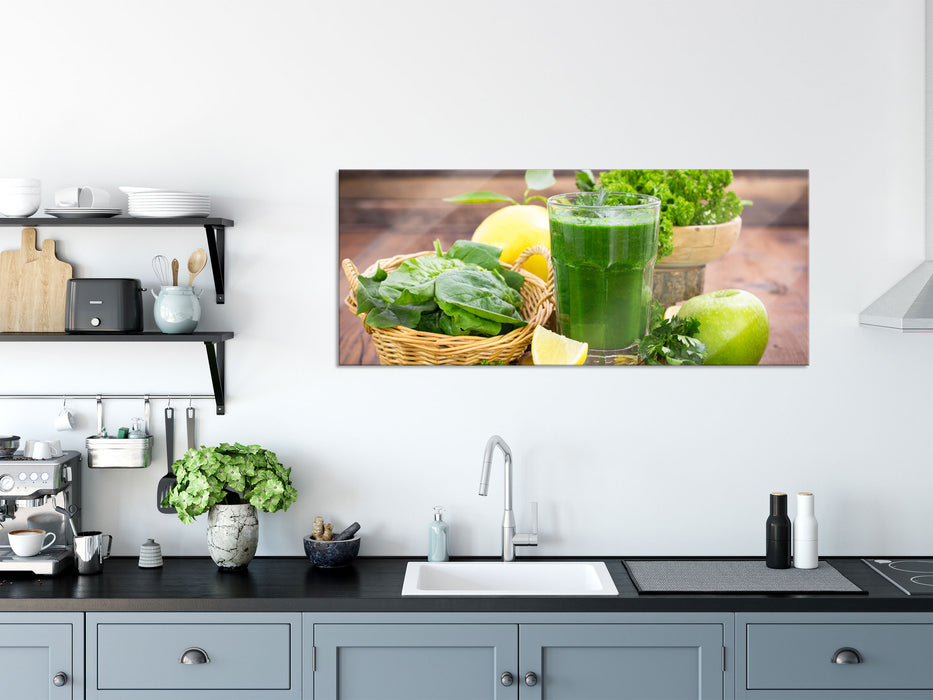 Gesunder Smoothie, Glasbild Panorama