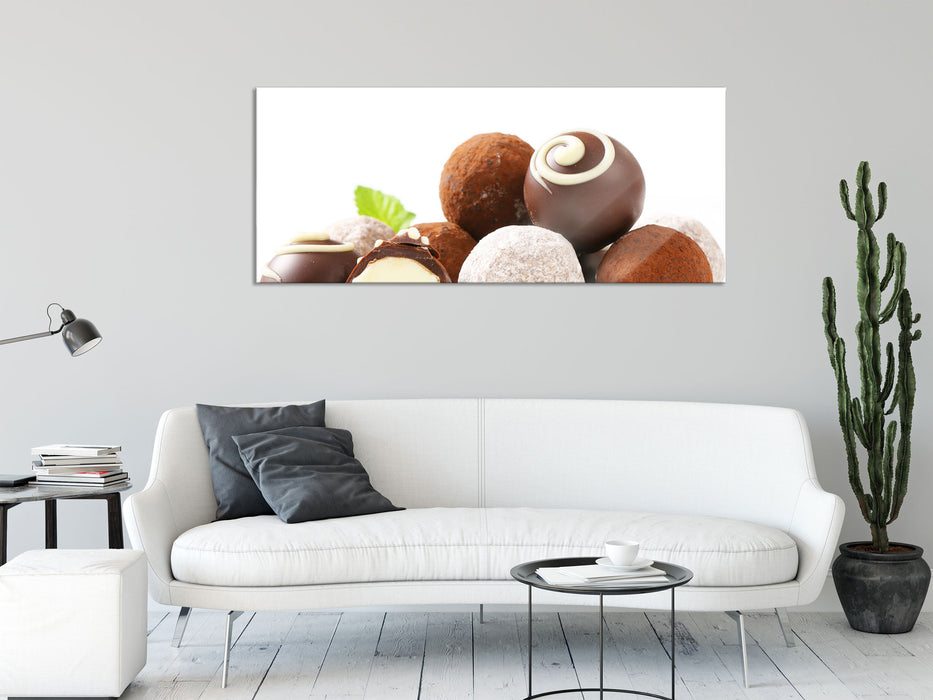 Schokotrüffel, Glasbild Panorama