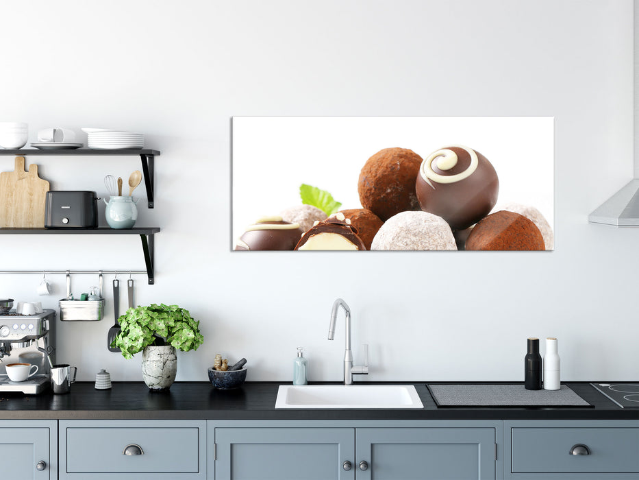 Schokotrüffel, Glasbild Panorama
