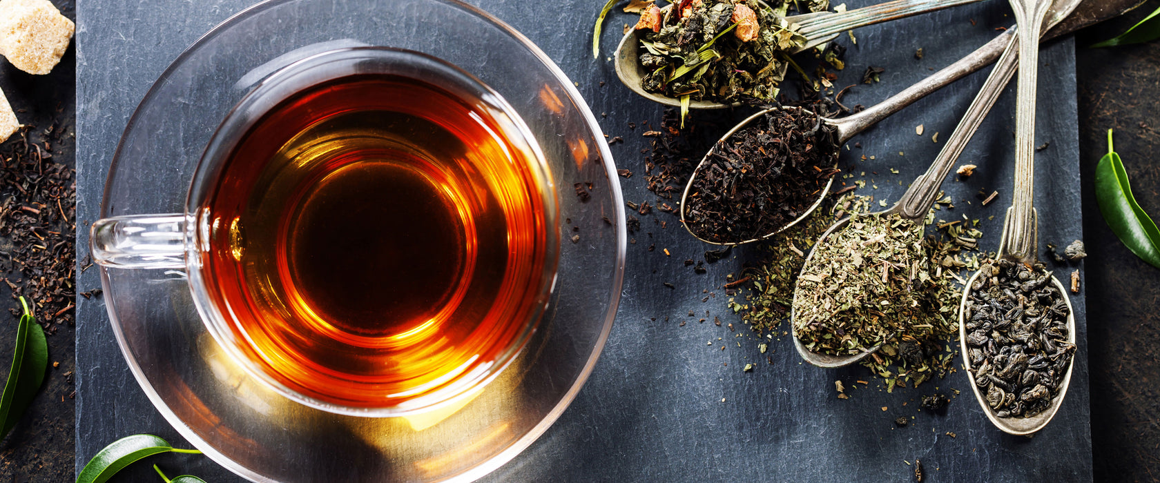 Heißer Kräutertee, Glasbild Panorama