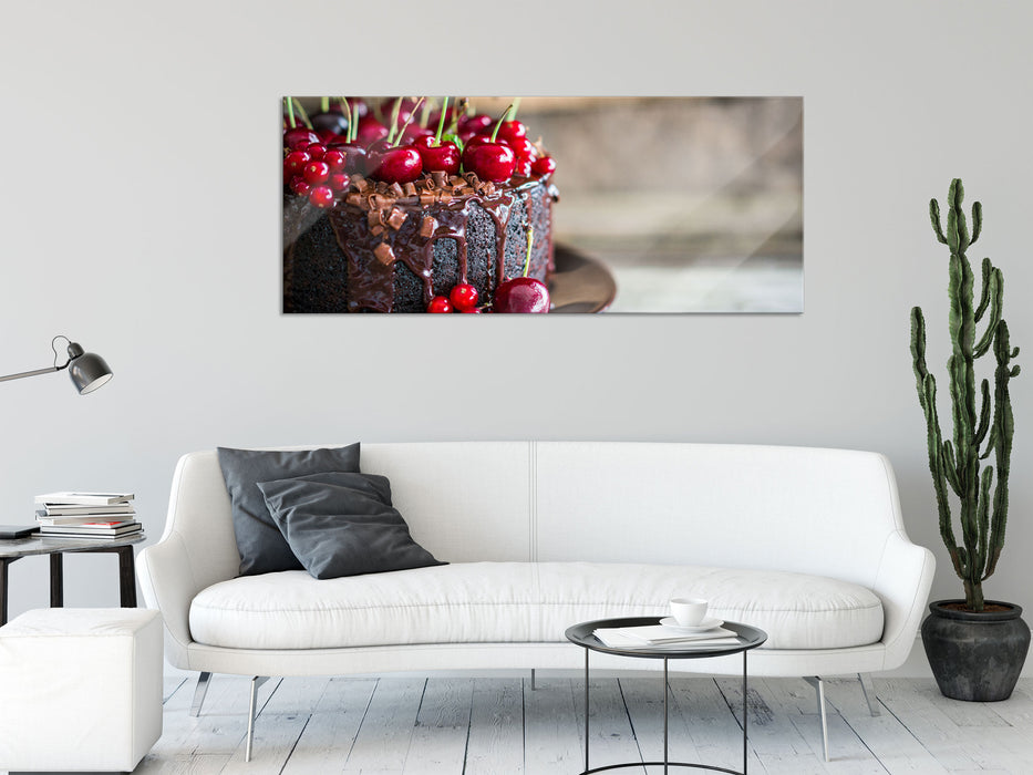 Himmlische Schokoladentorte, Glasbild Panorama