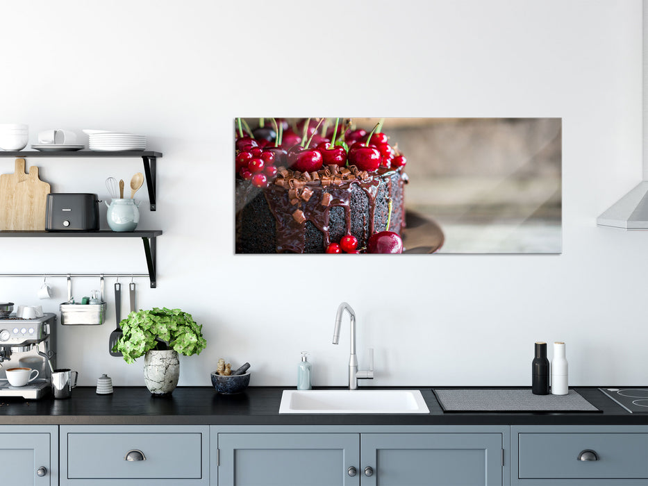 Himmlische Schokoladentorte, Glasbild Panorama