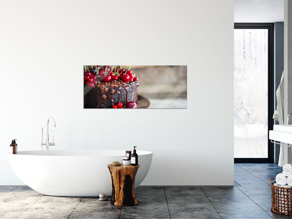 Himmlische Schokoladentorte, Glasbild Panorama