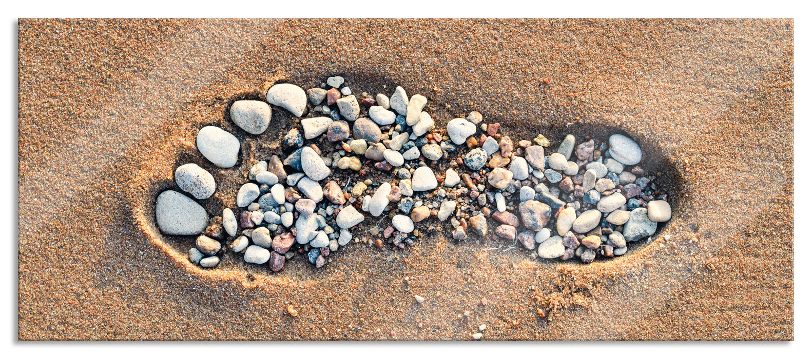 Pixxprint Fußabdruck im Sand, Glasbild Panorama