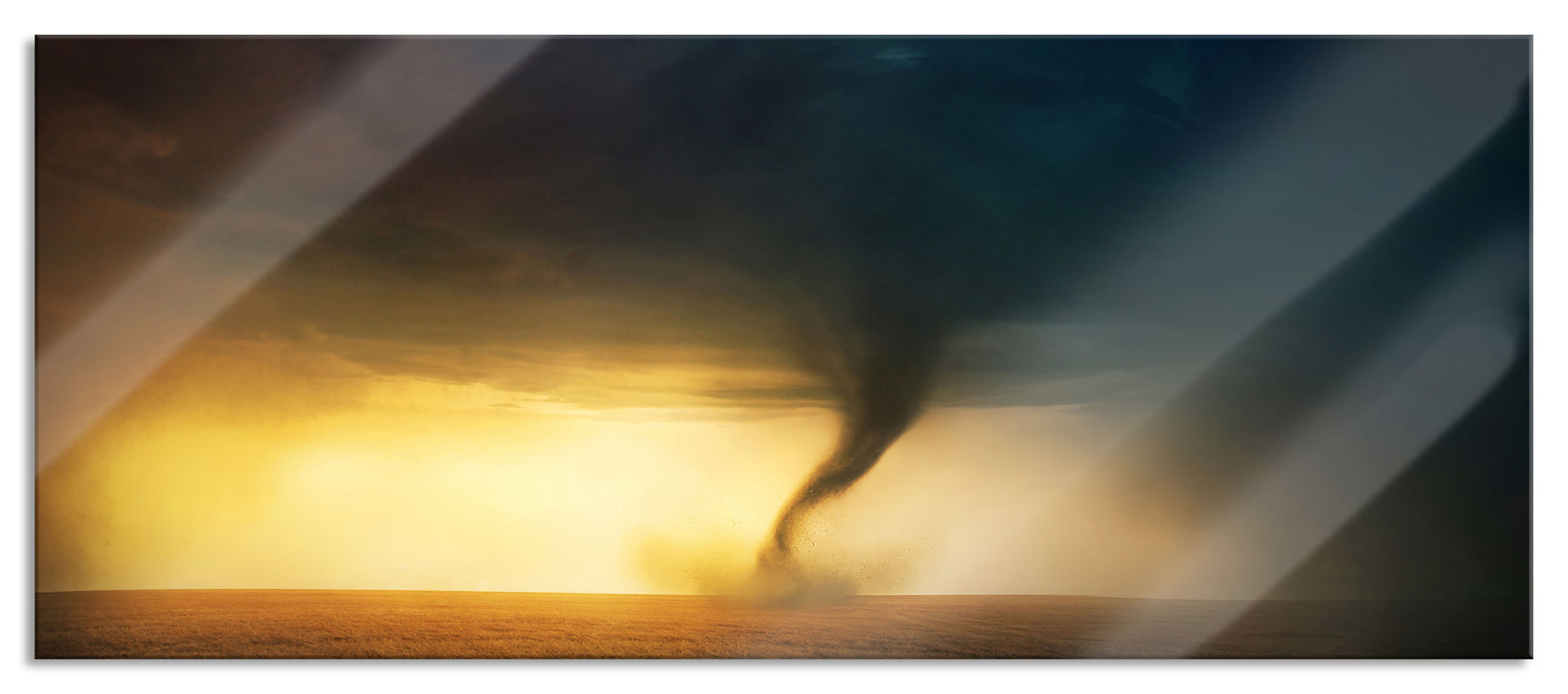 Pixxprint Naturgewalt Tornado, Glasbild Panorama