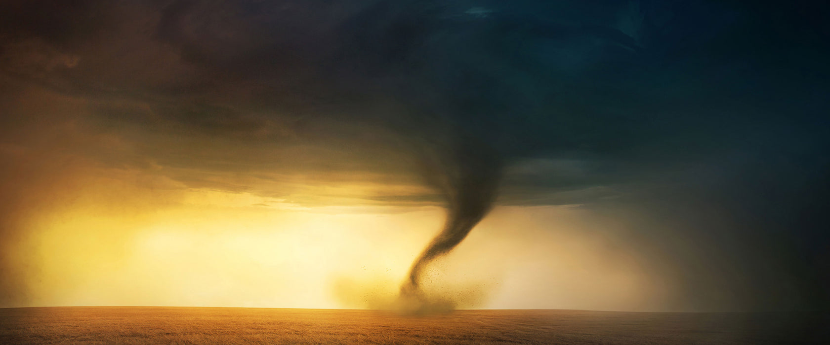 Naturgewalt Tornado, Glasbild Panorama