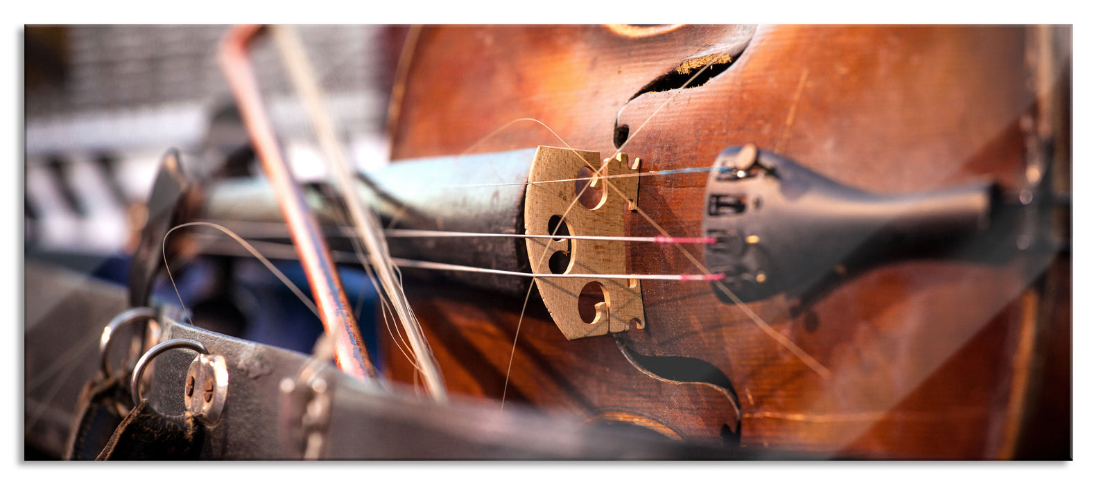 Pixxprint Alte Violine, Glasbild Panorama