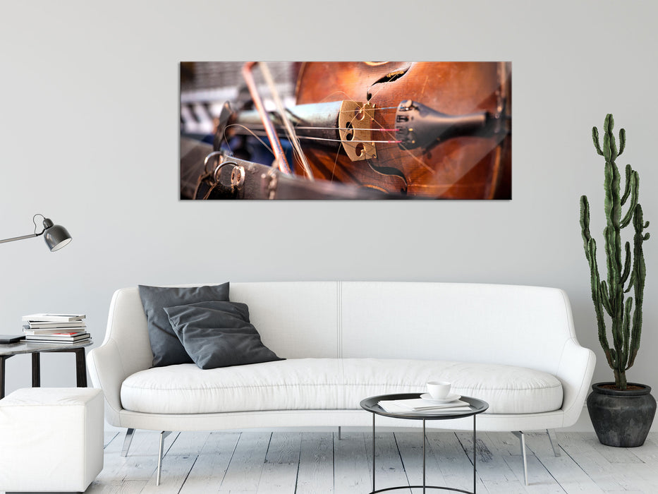 Alte Violine, Glasbild Panorama